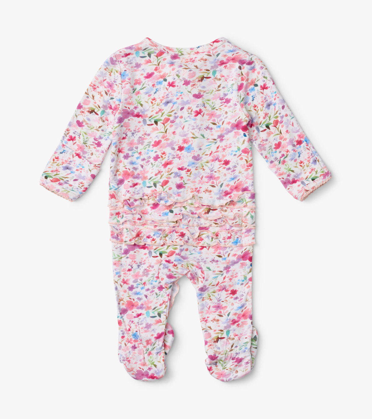 View larger image of Watercolour Flowers Baby Ruffle Bum Footed Sleeper