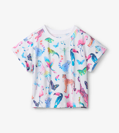 Watercolour Jungle Pleated Slouchy Tee