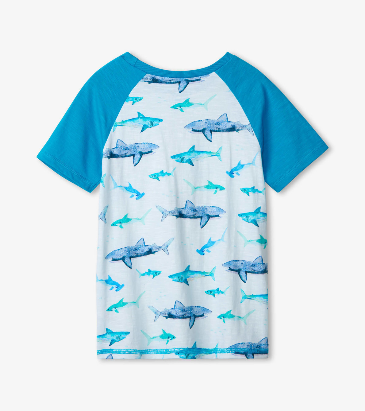 Agrandir l'image de T-shirt à manches raglan – Requins aquarelle
