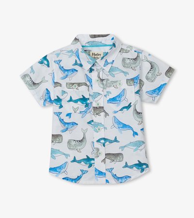 Chemise boutonnée pour bébé – Baleines