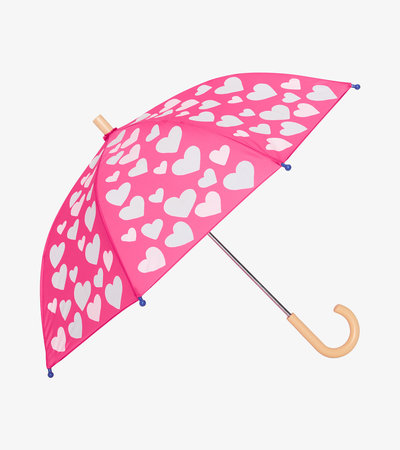 Parapluie à couleur changeante – Cœurs blancs