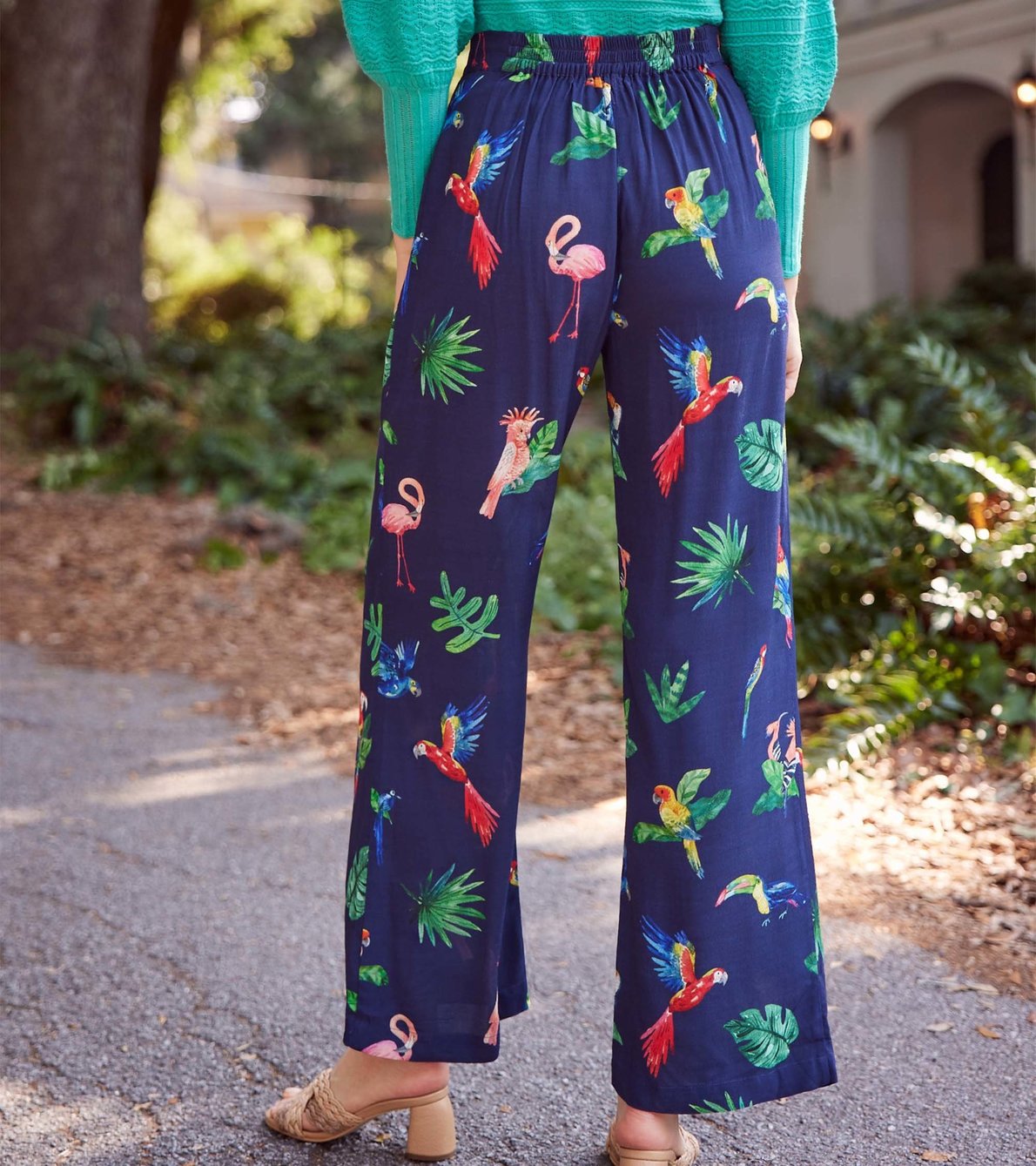 View larger image of Wide Leg Pants - Tropical Birds