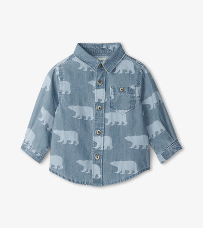 Chemise boutonnée pour bébé – Oursons d’hiver