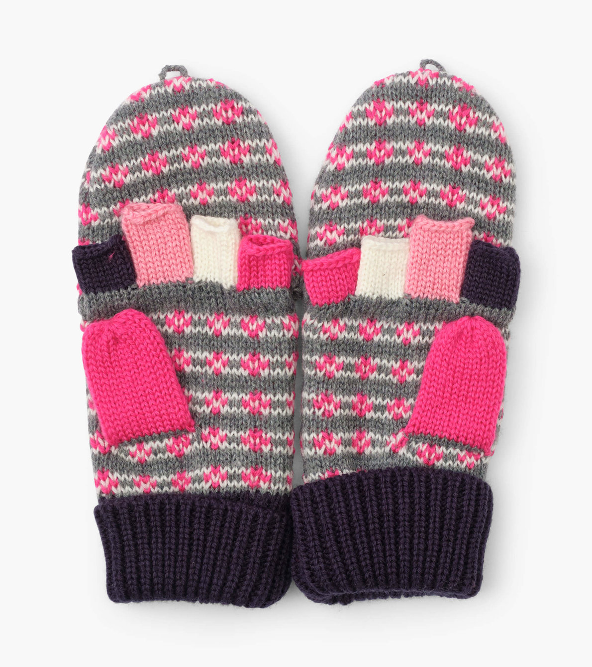 View larger image of Winter Hearts Finger Flip Mittens